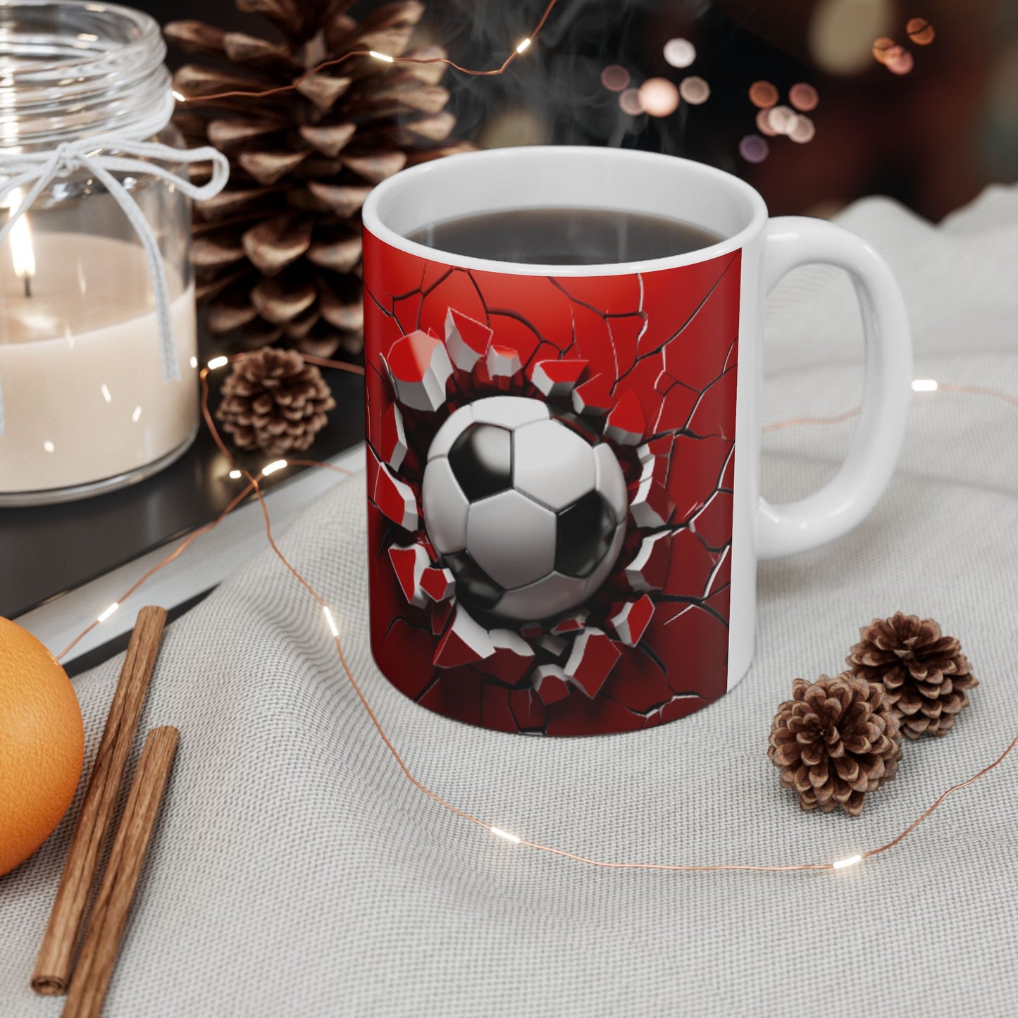 Caneca de Cerâmica com Tema de Futebol, Presente para o Amante do Futebol, Utensílio para Entusiastas do Futebol