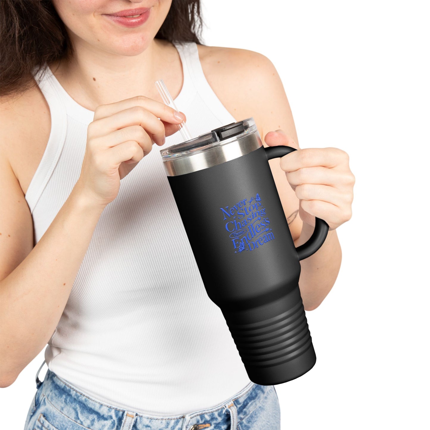 Caneca Térmica de Viagem Dream Chaser, 40oz - Caneca de Café Motivacional