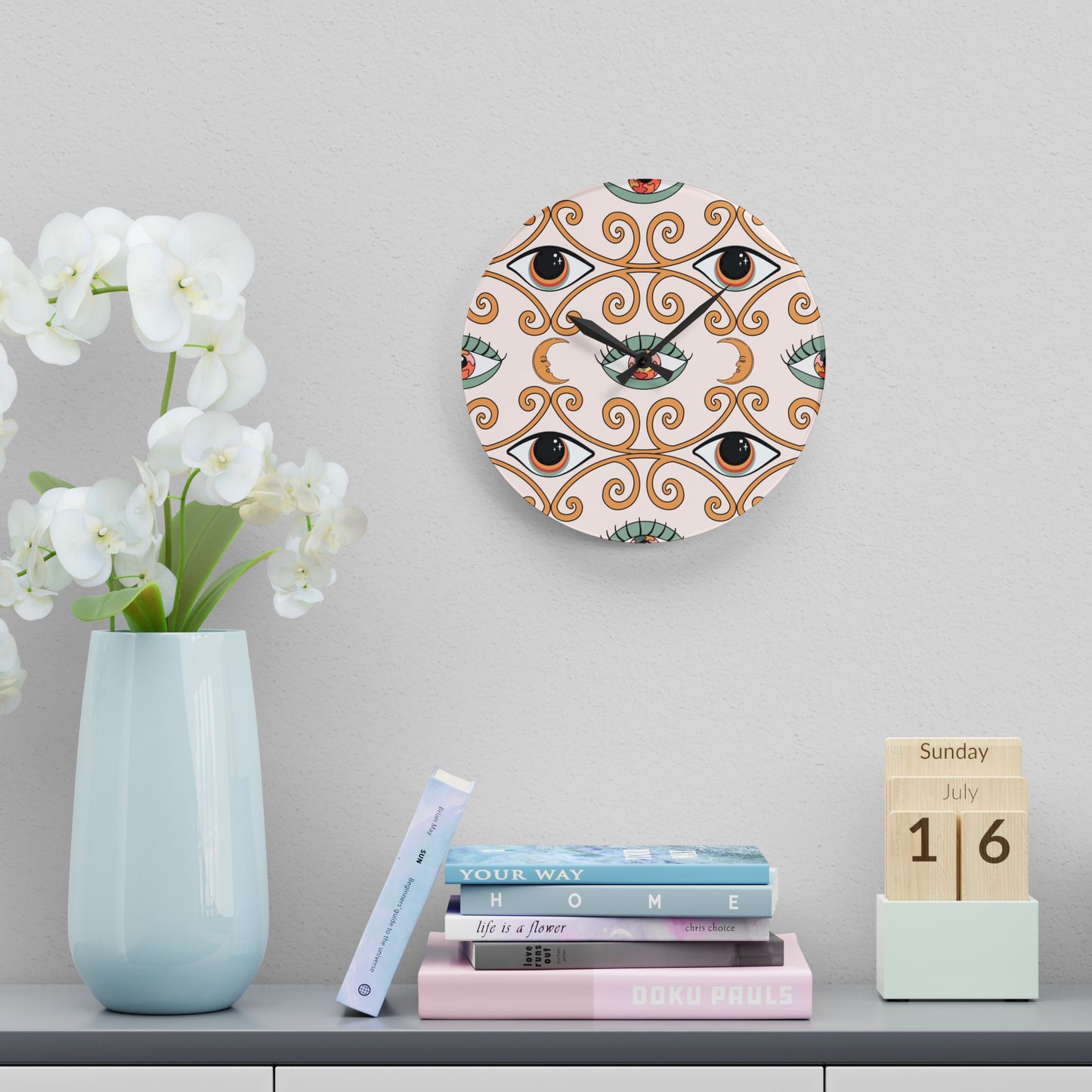 Relógio de Parede Acrílico Bohemian Eye Design