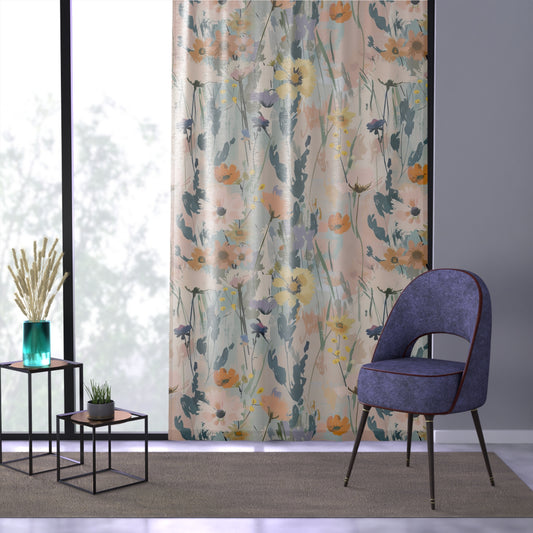 Cortina de Janela com Design Floral