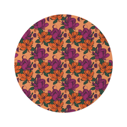 Tapete Redondo Floral Vibrante