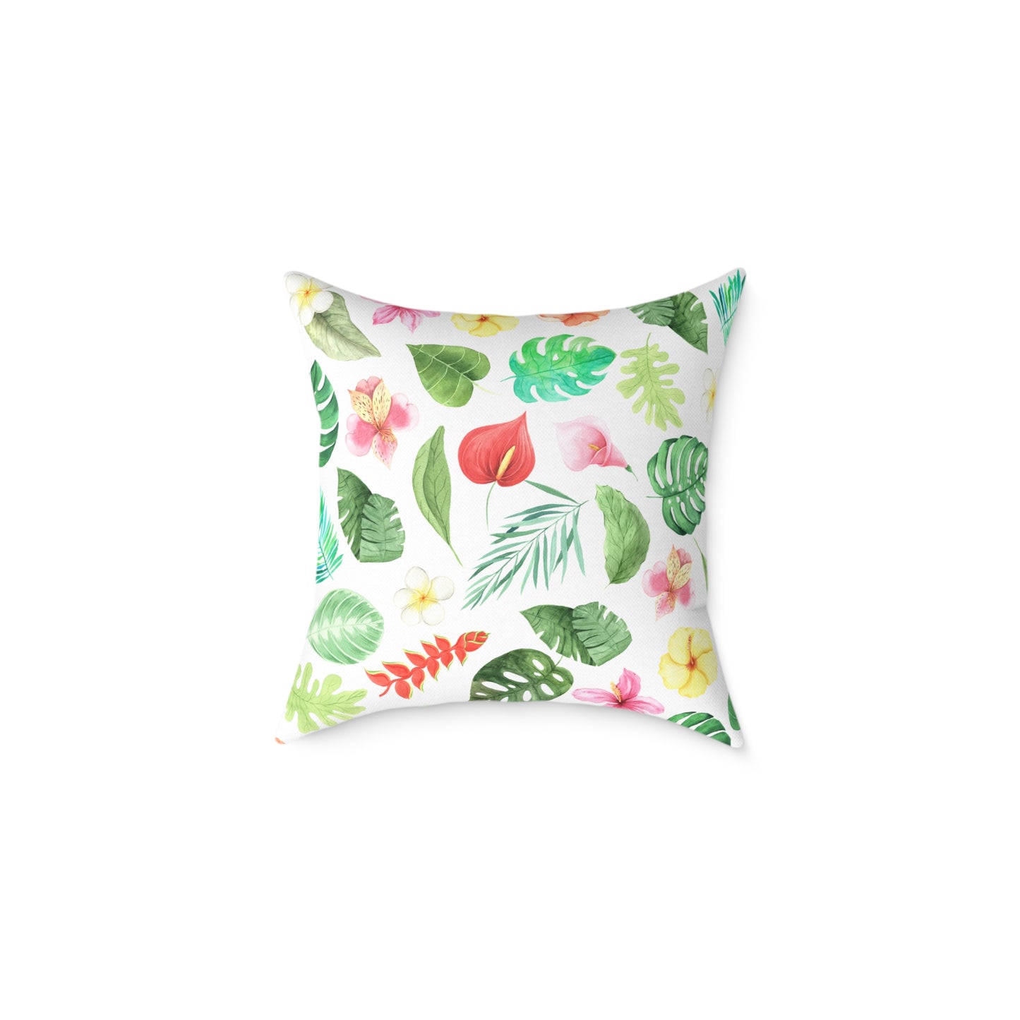 Travesseiro Quadrado de Lona Floral Tropical