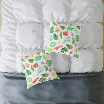 Travesseiro Quadrado de Lona Floral Tropical