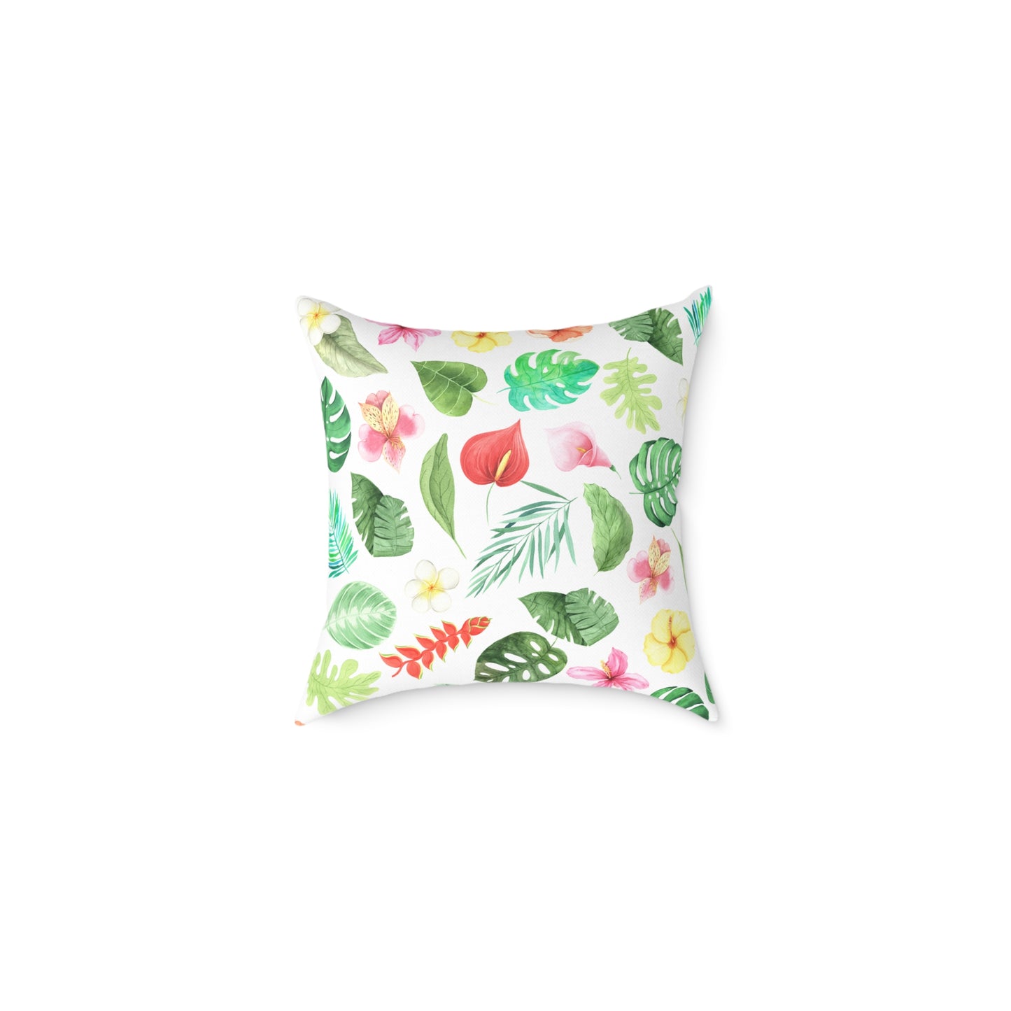 Travesseiro Quadrado de Lona Floral Tropical